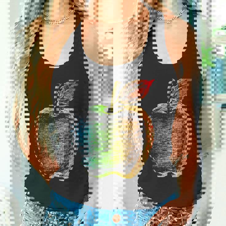 りんご フルーツ ドローイング アート カラフル モチーフ アップル タンクトップ