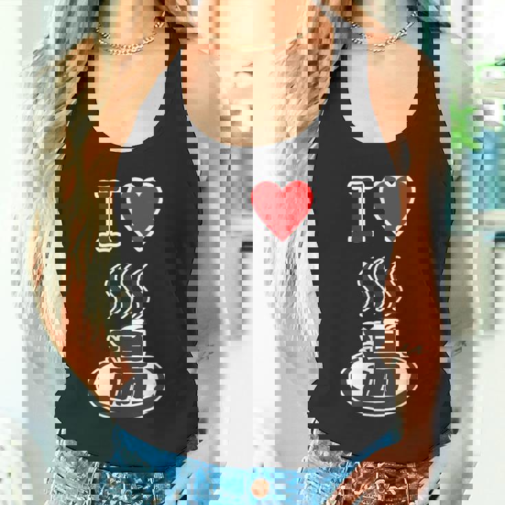 アイラブ・湯 イラスト【温泉】お風呂 マーク 銭湯 記号 ハート お土産 旅行 メッセージ・面白い デザイン タンクトップ