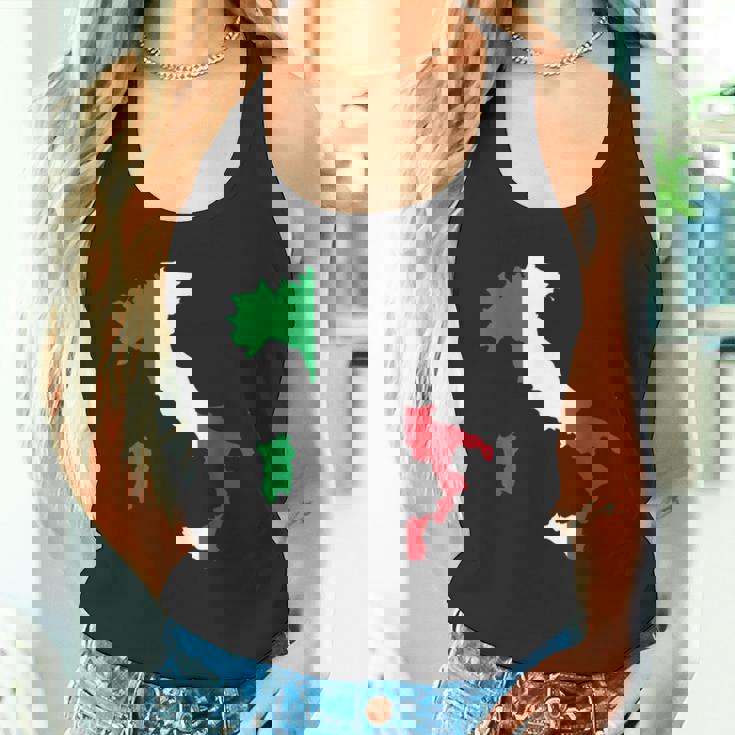 アウトライン イタリア 赤 白 緑 ストライプ 地図 タンクトップ