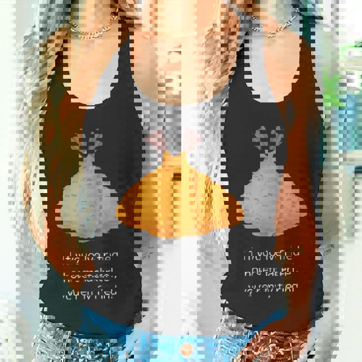 アジフライ好きなら、あなたは私の友達、アジフライ好き共有メッセージ タンクトップ