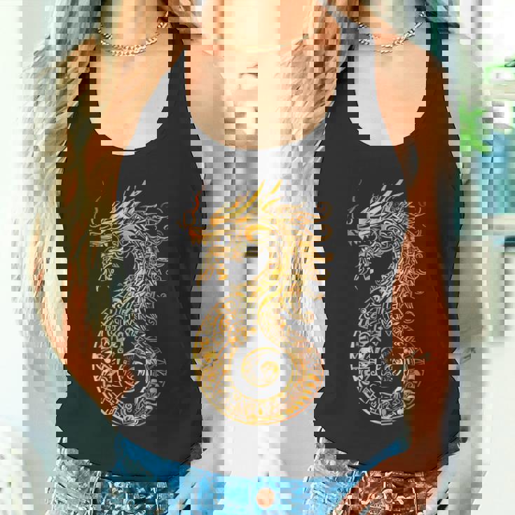 アステカ メキシコ神話 羽をつけた蛇 アートワーク ドラゴン タンクトップ