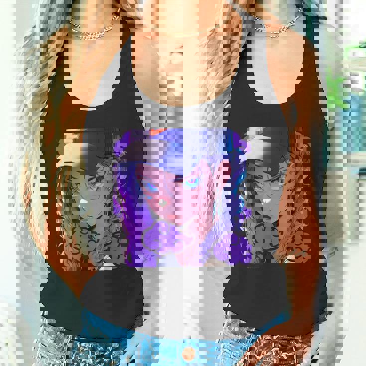 アニバエオタク美少女アニメ少女 紫髪ミステリアス タンクトップ