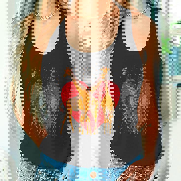 アフリカ サファリ アニマル ハート バレンタインデー ギフト ラブ キリン タンクトップ