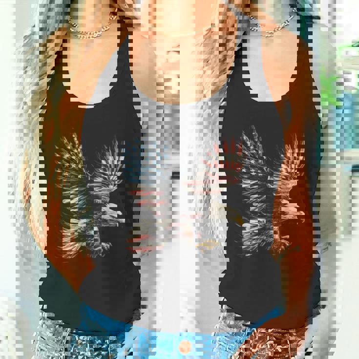 アメリカの国旗白頭ワシ米国独立記念日アートワーク デザイン タンクトップ