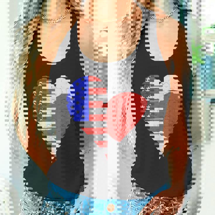 アメリカ日本国旗ハート タンクトップ