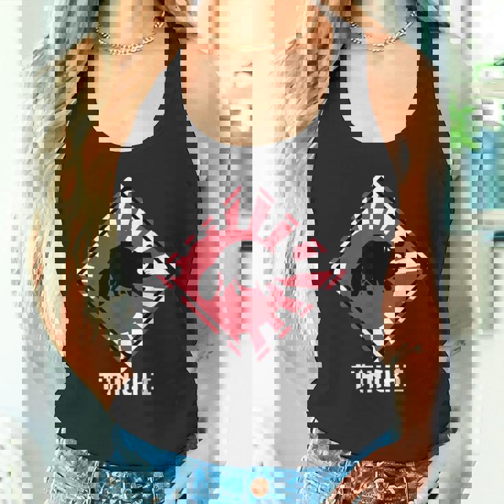 アライグマ犬 たぬき交差 日本ライジングサンフラッグ タンクトップ