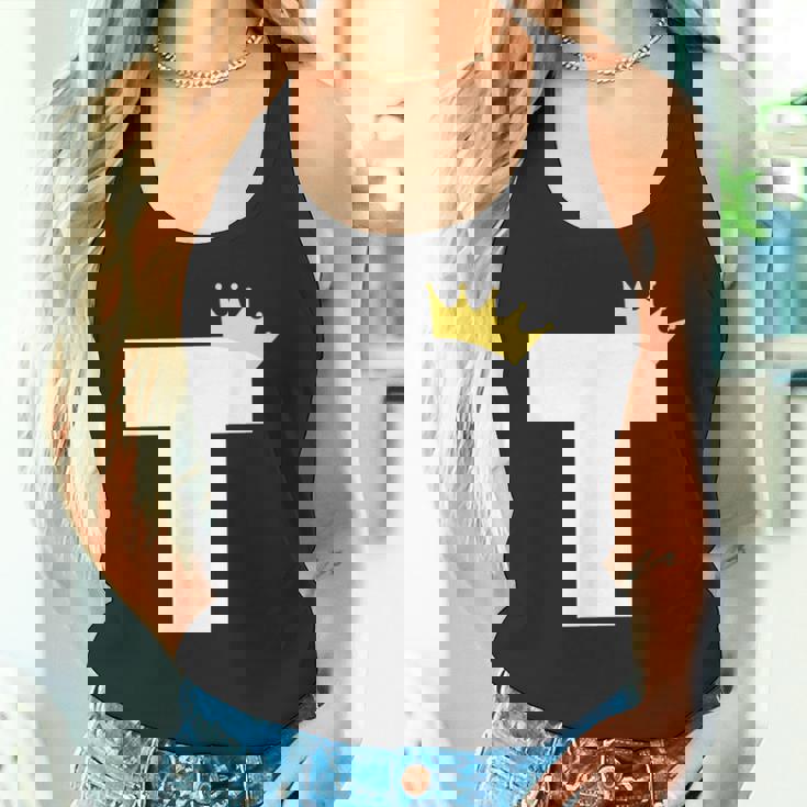 アルファベット大文字モノグラム イニシャル キング クイーン クラウン タンクトップ