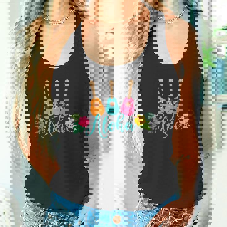 アロハシャツ ウクレレとハイビスカス柄 タンクトップ