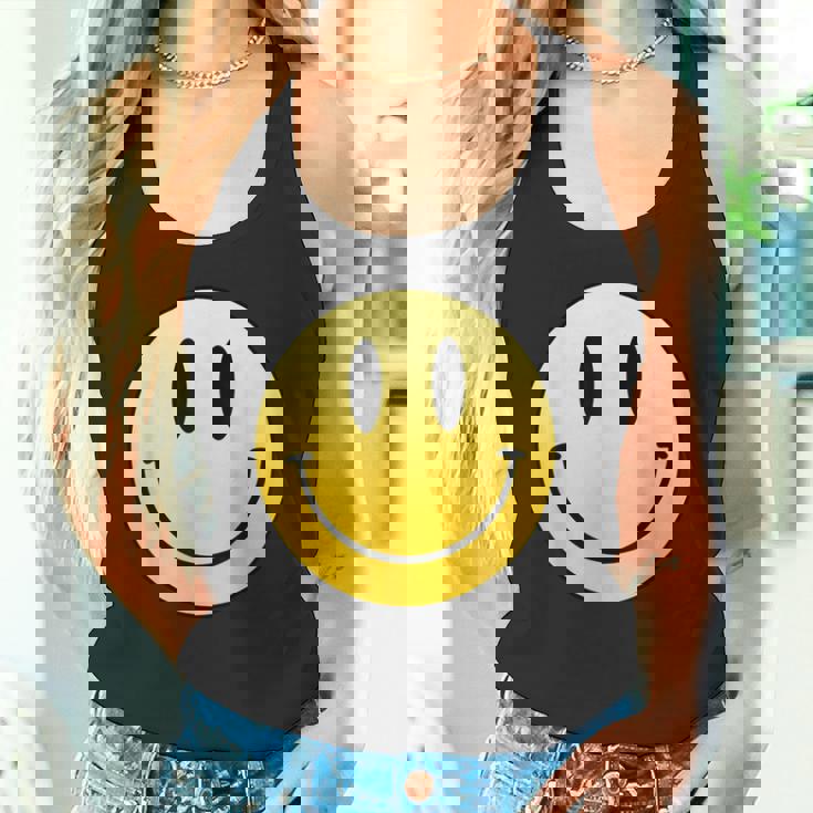 イエロー スマイル ハッピー ピース スマイル フェイス かわいい ユーモア すごい タンクトップ