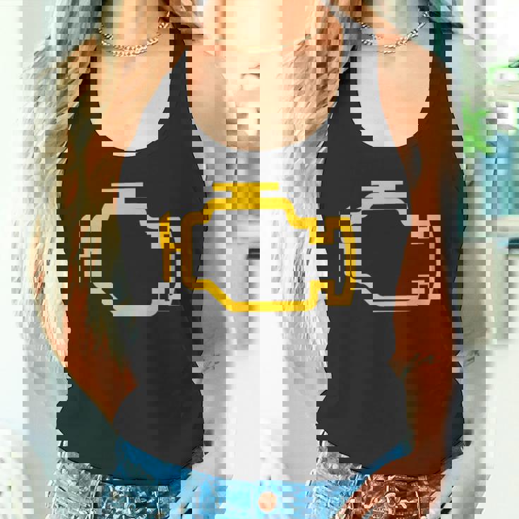 イエローチェックエンジンライト付きtシャツ タンクトップ