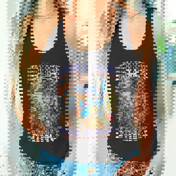 イタリアのブレインロットビッグミーム7月4日フラッグフット。 タンクトップ