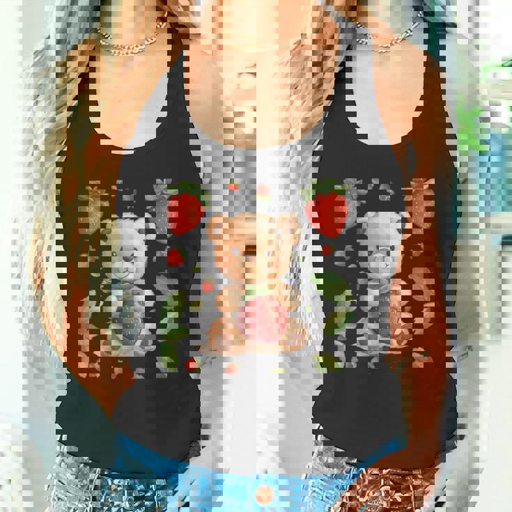 イチゴファンのための素敵なフルーツとテディベアのコスチューム タンクトップ