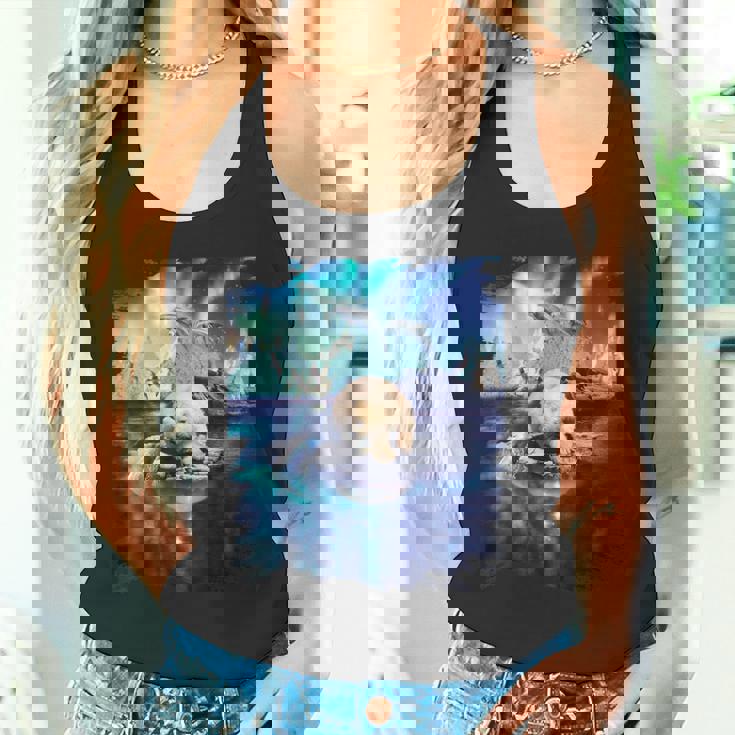 イルカと北のシロクマ、ライトとイルカ タンクトップ