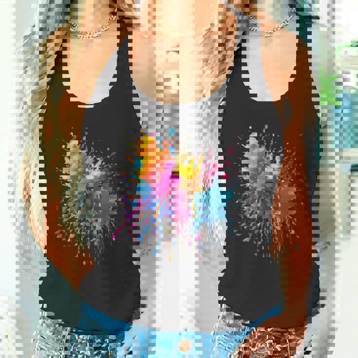 インク ペンキ 飛び散り レインボープリント カラフル イラスト タンクトップ