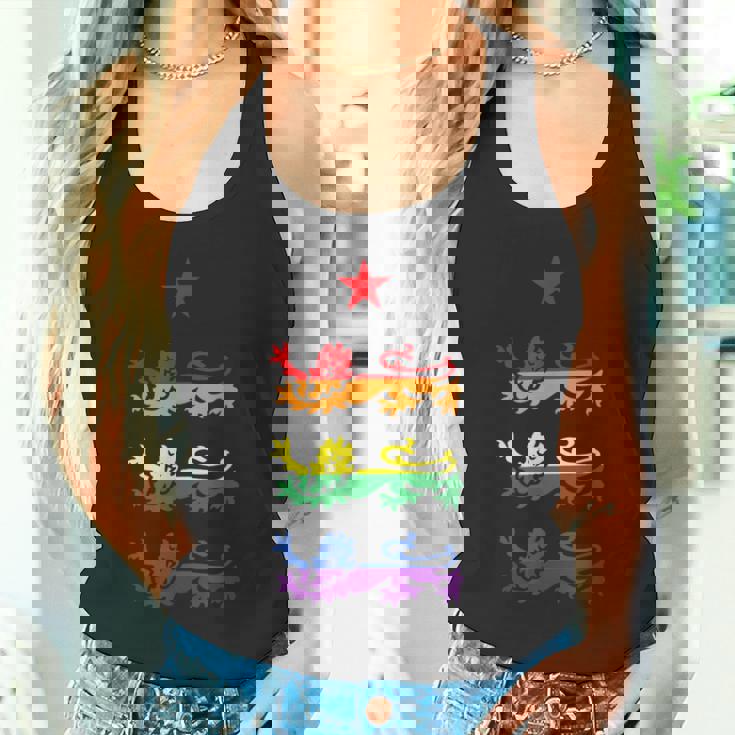 イングランド スリーレインボー プライド 紋章ライオンズ サッカー フットボール タンクトップ