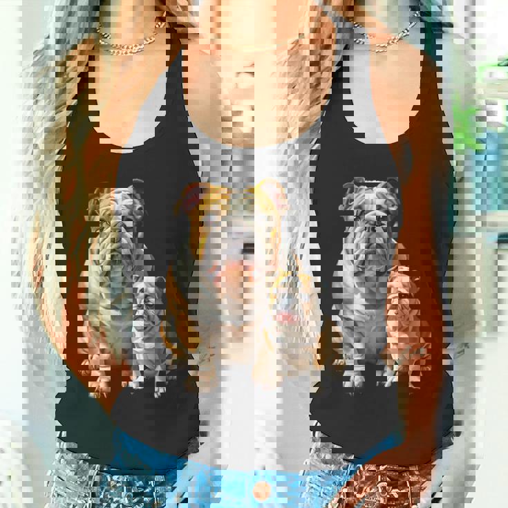 イングリッシュブルドッグの子犬とイングリッシュブルドッグ タンクトップ