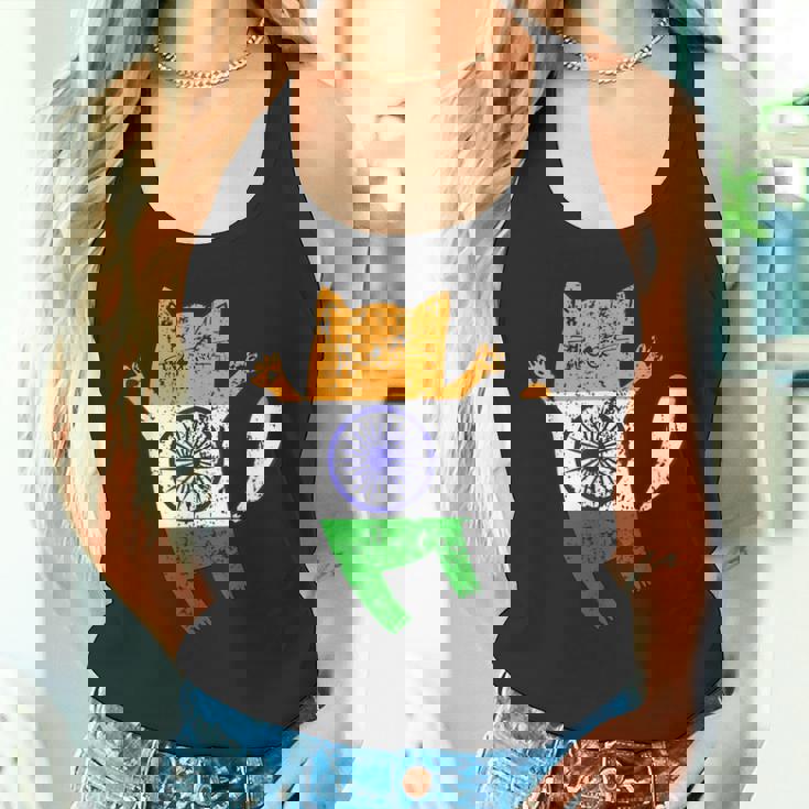 インド国旗 インド猫 タンクトップ