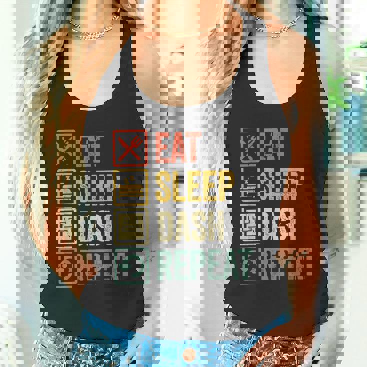 イートスリープダッシュリピートビデオゲームジオメトリビデオゲーマー タンクトップ