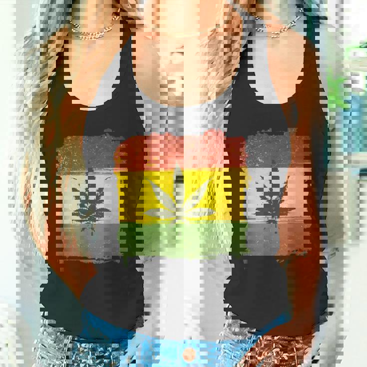 ウィード マリファナ ガンジャ リーフ ラスタ フラッグ 大麻 恋人 ギフト タンクトップ