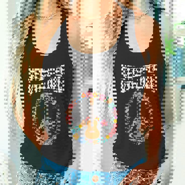 ウクレレで人生はもっと良い-ウクレレ愛好家 タンクトップ