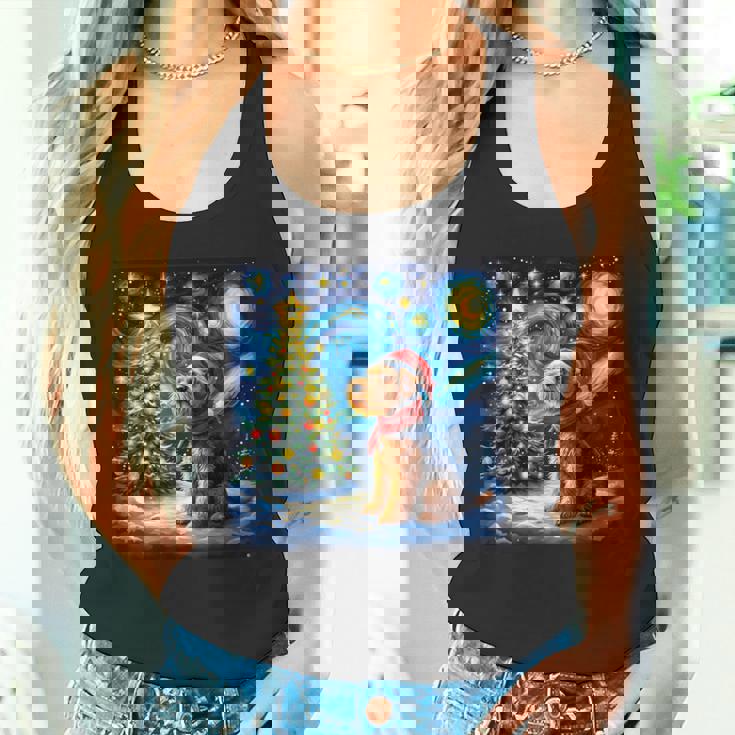 エアデール・テリア 星降る夜 クリスマス ゴッホ 犬の休日 タンクトップ