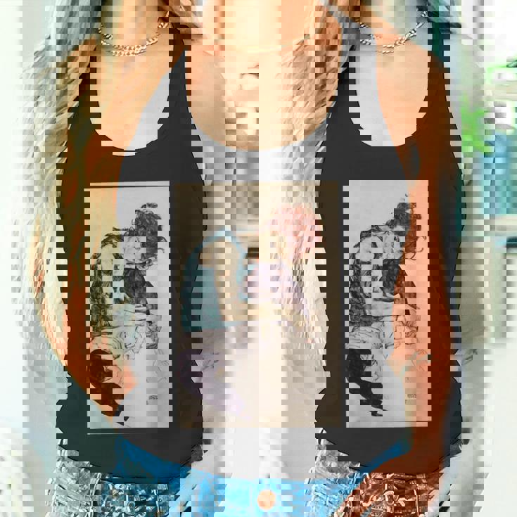 エゴン・シーレ作「膝を曲げた座る女」1917 タンクトップ