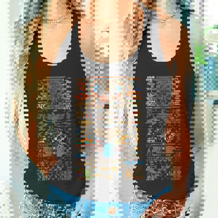 エジプトの多色オーナメント ヒエログリフ ヒエログリフ タンクトップ