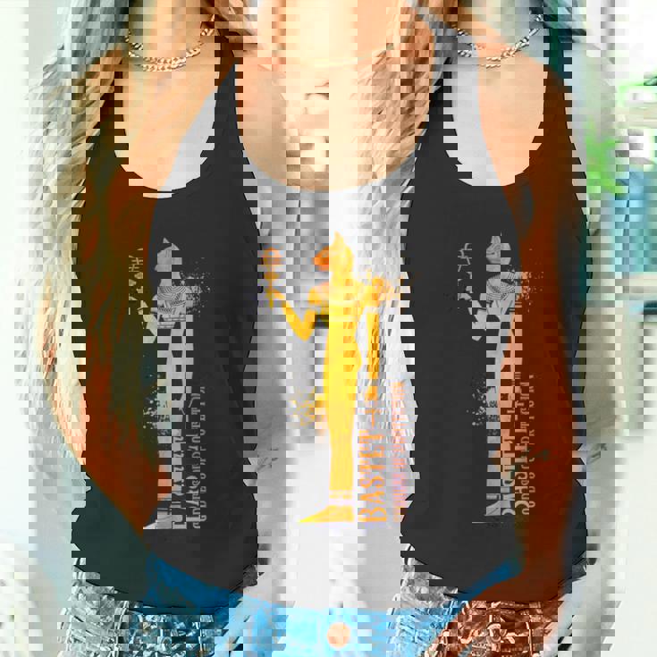 エジプトの女神バステトの彩色画 タンクトップ