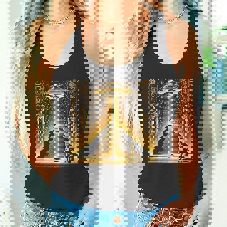 エジプトピラミッドufo猫と光エネルギー Egypt Ufo Pyramid Beam タンクトップ