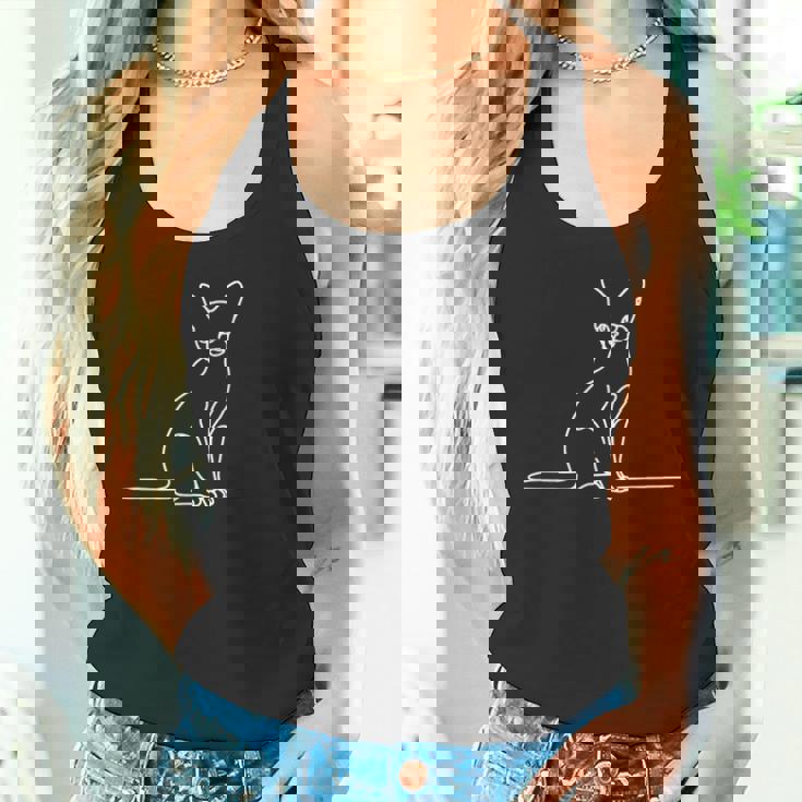 エレガントなラインアート アビシニアン猫 タンクトップ