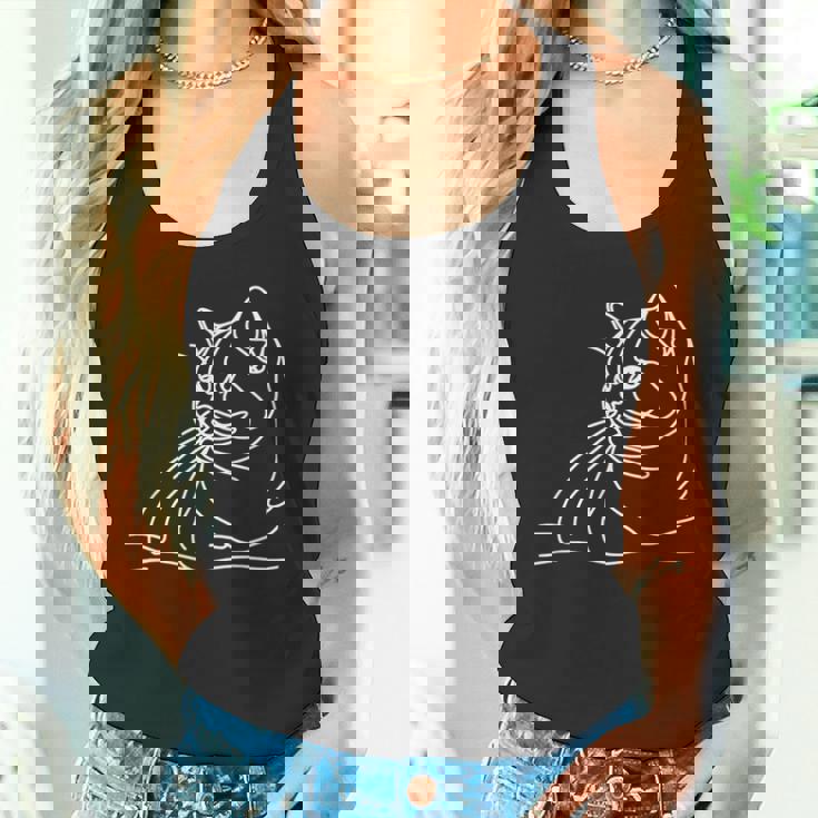 エレガントなラインアート ブリティッシュショートヘアの猫 タンクトップ