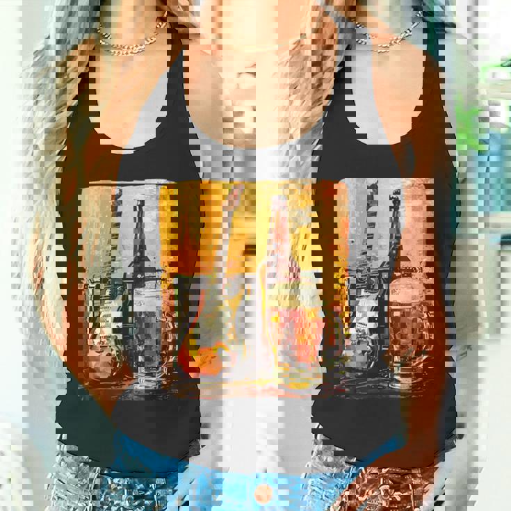 エレキギター好きのための酒とビールのロックギター タンクトップ