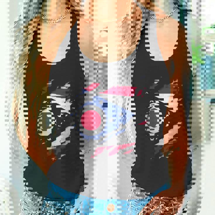 オハイオ州オハイオ州立大学 破れ加工 オハイオ州旗 タンクトップ