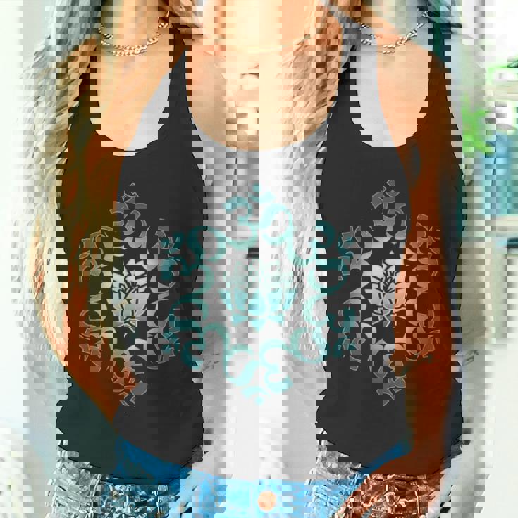 オム、マントラ、シンボル、マンダラ、蓮の花、仏教、ヨガ タンクトップ