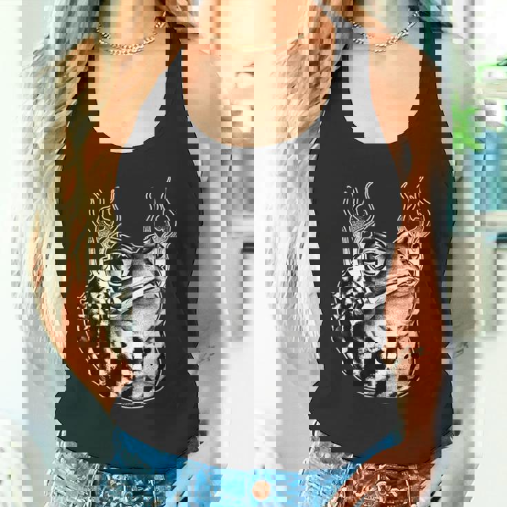 カエル ウシガエル ヒキガエル 炎 ブラックワーク タンクトップ