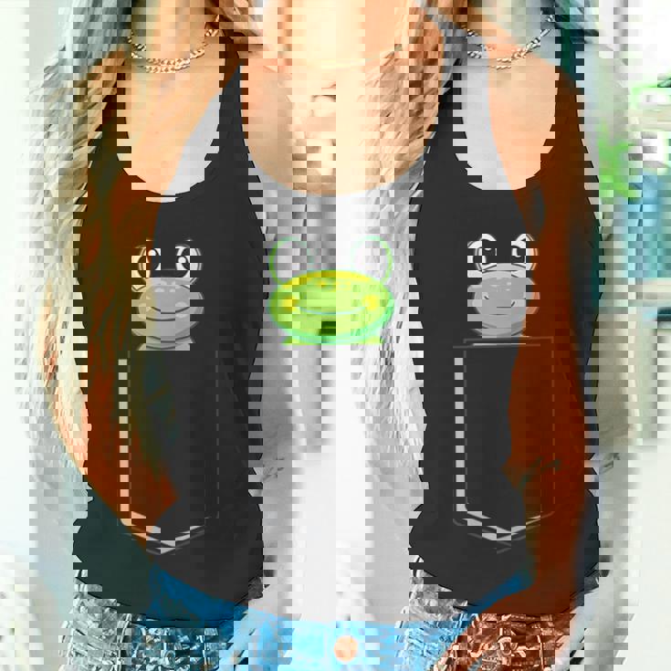 カエルポケットにカエルポケットペットカエルグリーンカエルポケット タンクトップ