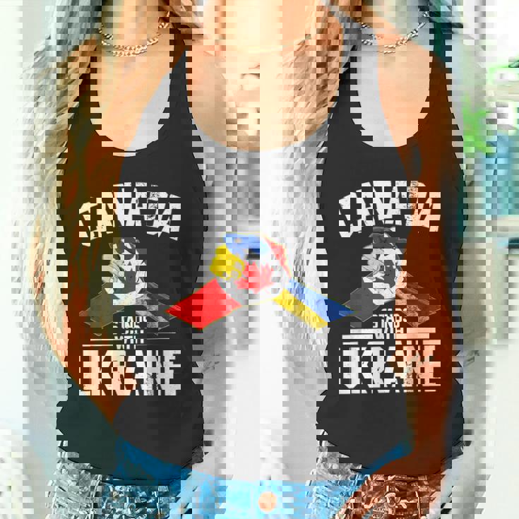 カナダはウクライナのウクライナのカナダの旗のtシャツで立ちます タンクトップ