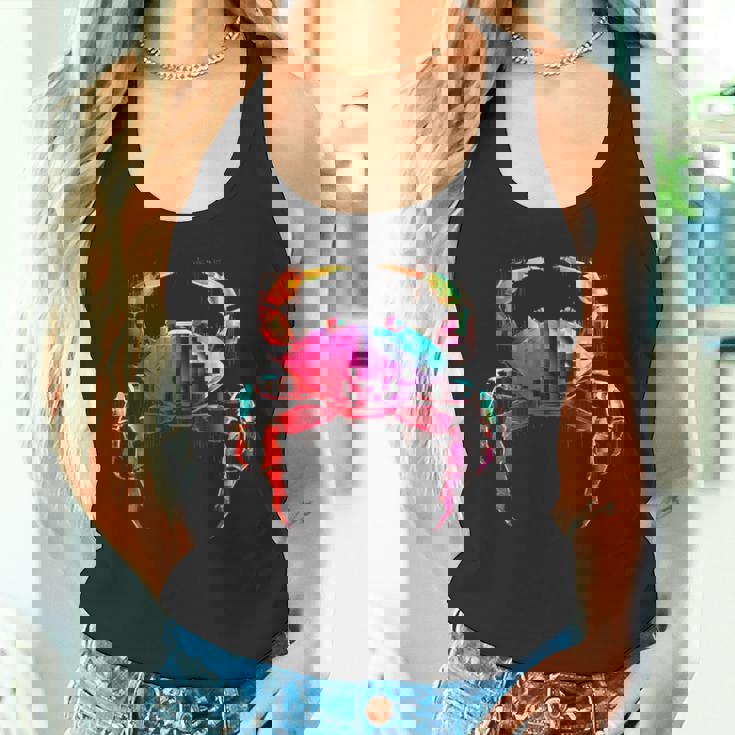 カニ カラフル 幾何学 動物 アート グラフィック モチーフ カニ タンクトップ