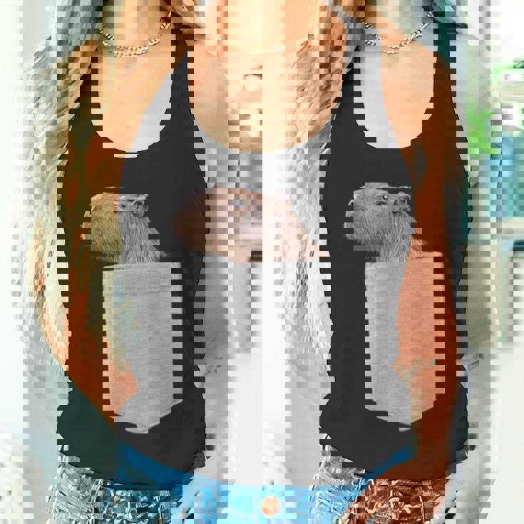 カピバラ フェイク ポケット カピバラ げっ歯類 げっ歯類 アニマル ノベルティ タンクトップ