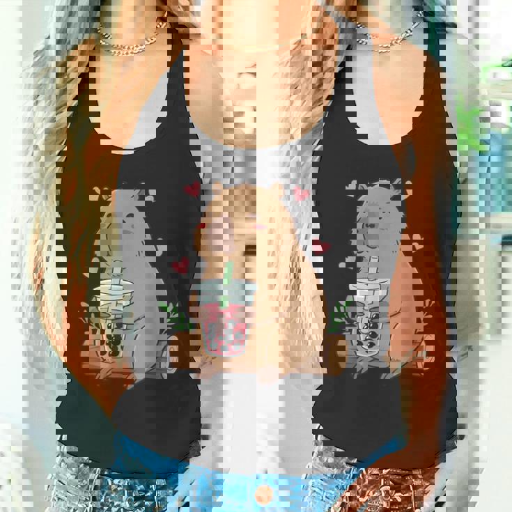 カピバラ ボバ バブルティー キッズ ガールズ キッズ カワイイ カピバラ タンクトップ