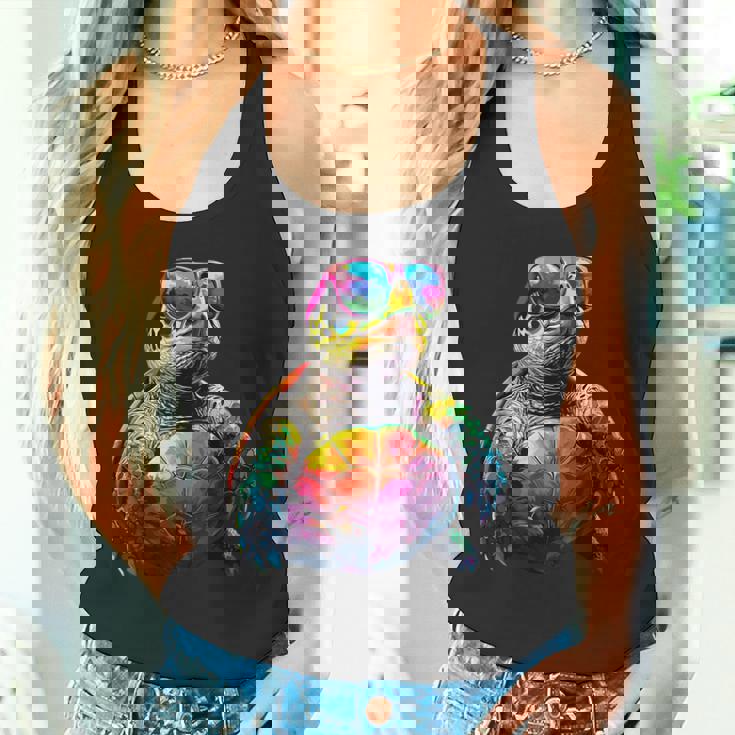 カメ カラフル Popart レインボー 爬虫類 かわいい亀 タンクトップ