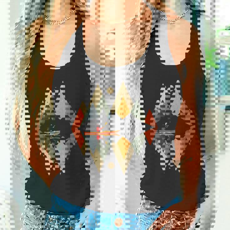 カヤック ヴィンテージ レトロ 山 カヌー カヌー カヤック タンクトップ