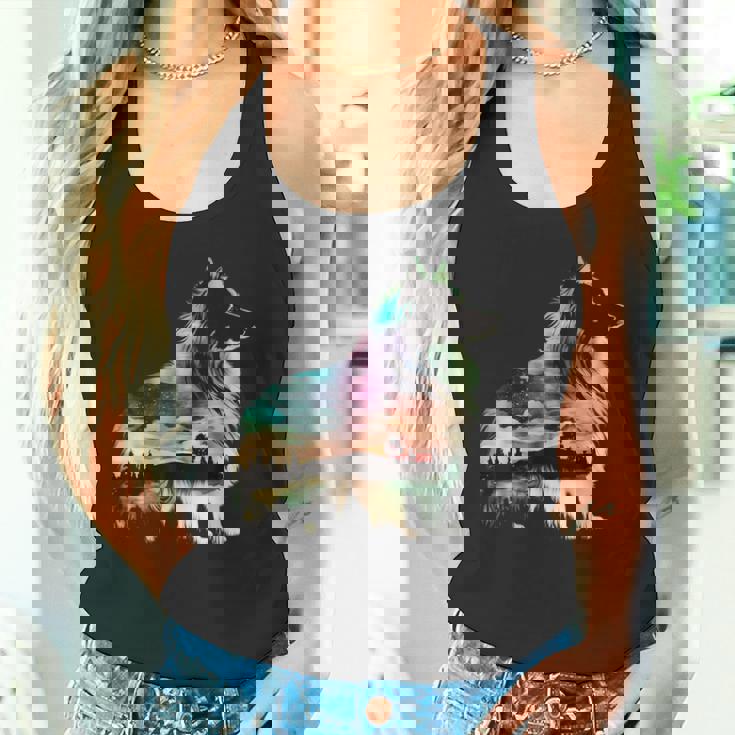 カラフル シェルティ 自然 シェットランド シープドッグ 反射 タンクトップ