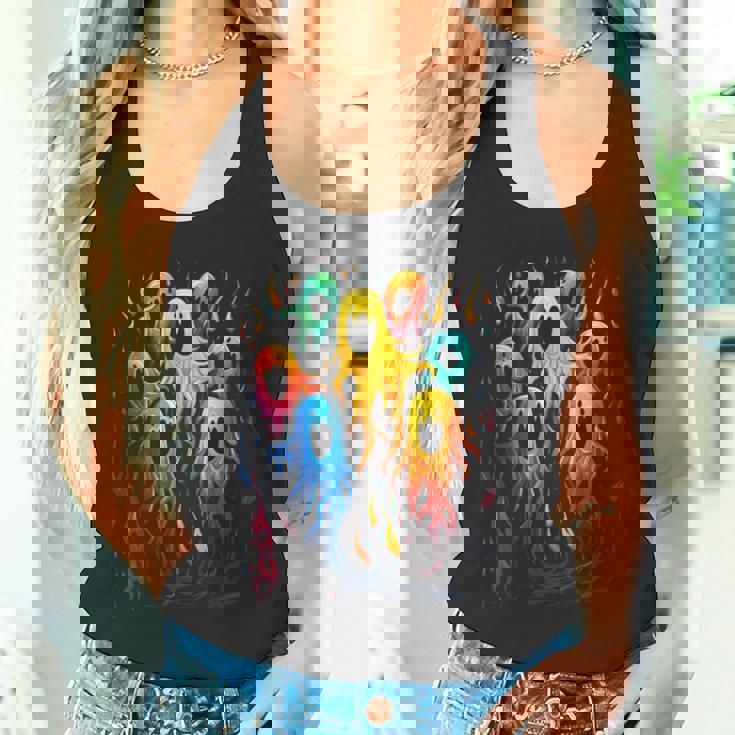 カラフル ハロウィン 幽霊 面白いグラフィックtシャツ タンクトップ