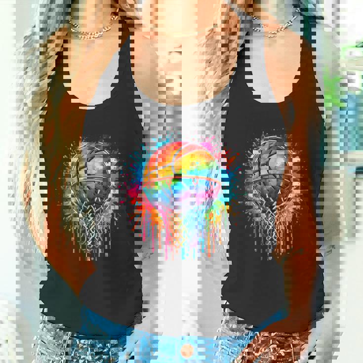 カラフル バスケットボール 絞り染め カラー スプラッシュ フープ ネット スラム ダンク タンクトップ