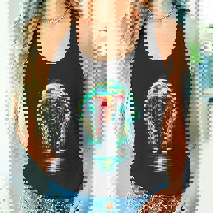 カラフル 象 精霊 動物 かっこいい イラスト アート タンクトップ