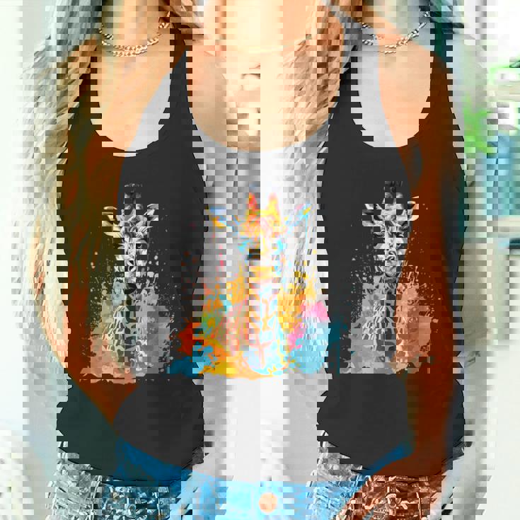 カラフルなキリン 動物 恋人 スプラッシュアート タンクトップ