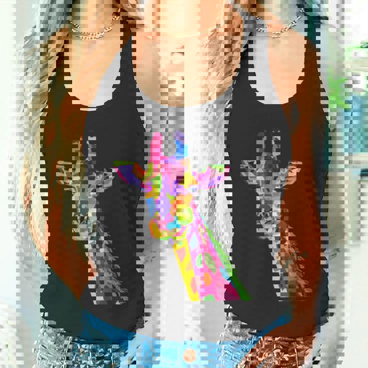 カラフルなキリン愛動物愛キリン タンクトップ