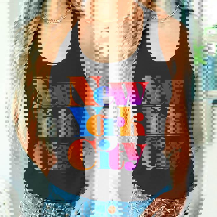 カラフルなニューヨークシティファッショングラフィックtシャツ、ニューヨーク市 タンクトップ