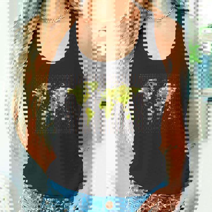 カラフルな地図 地球 タイムゾーン 国 大陸 地理 タンクトップ